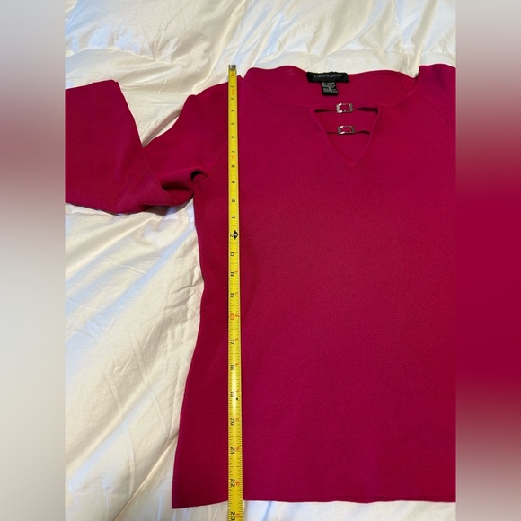 Cable & Gauge fuschia sz small women’s Spring sweater 3/4 sleeves, Easter, chic - Picture 7 of 9
